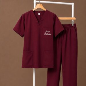 Customizado Scrub  - Cor Bordo de Microfibra com Elastano Feminino