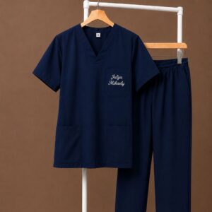 Customizado Scrub  - Cor Azul Marinho de Microfibra com Elastano Feminino