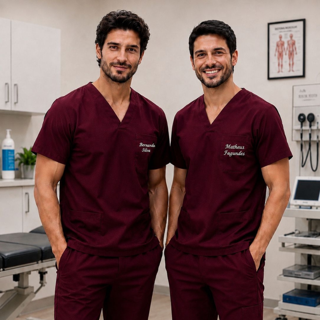 Customizado Scrub - Cor Bordo de Microfibra com Elastano, Unissex