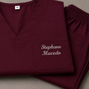 Customizado Scrub - Cor Bordo Malha Oxford, Unissex