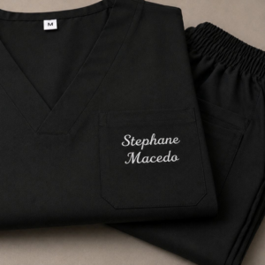 Customizado Scrub - Cor Preto Malha Oxford, Unissex
