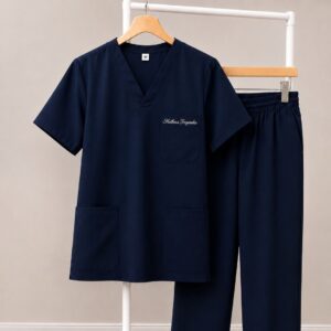 Customizado Scrub - Cor Azul Marinho de Microfibra com Elastano, Unissex
