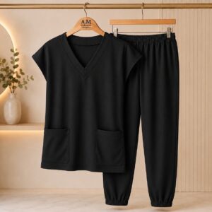 Conjunto Scrub da Cor Preto Canelado - Feminino