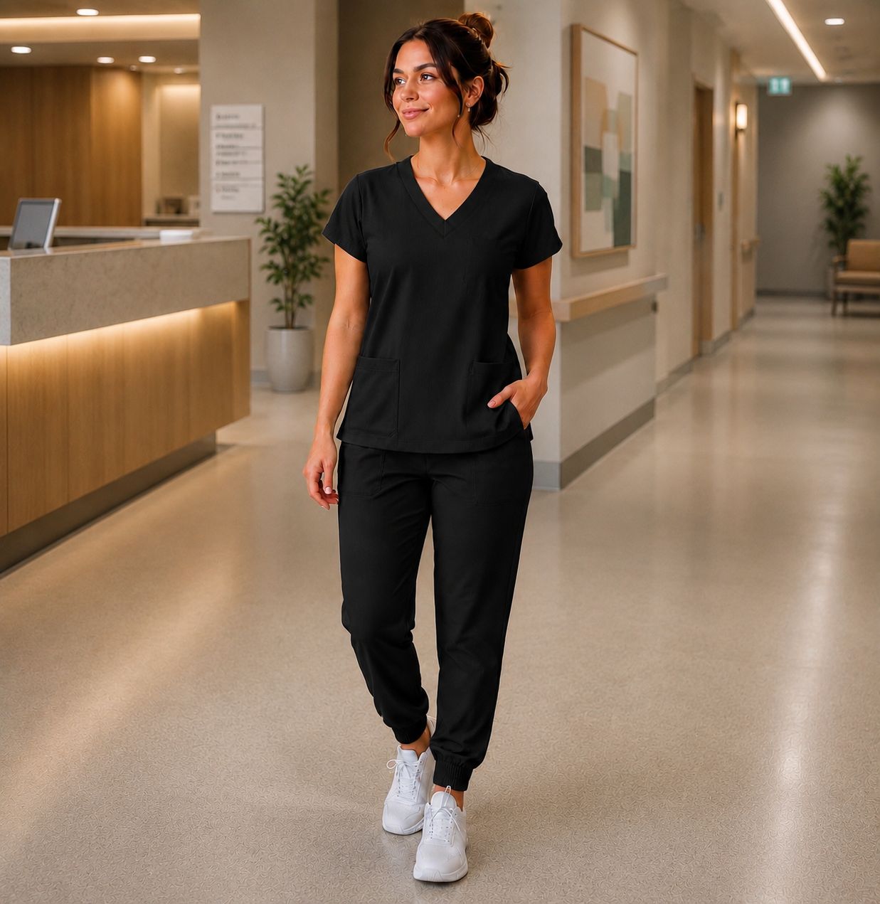 Scrub de Malha PV da Cor Preto Feminino