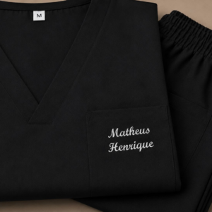 Customizado Scrub - Cor Preto Malha Oxford Masculino