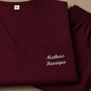 Customizado Scrub - Cor Bordo Malha Oxford Masculino